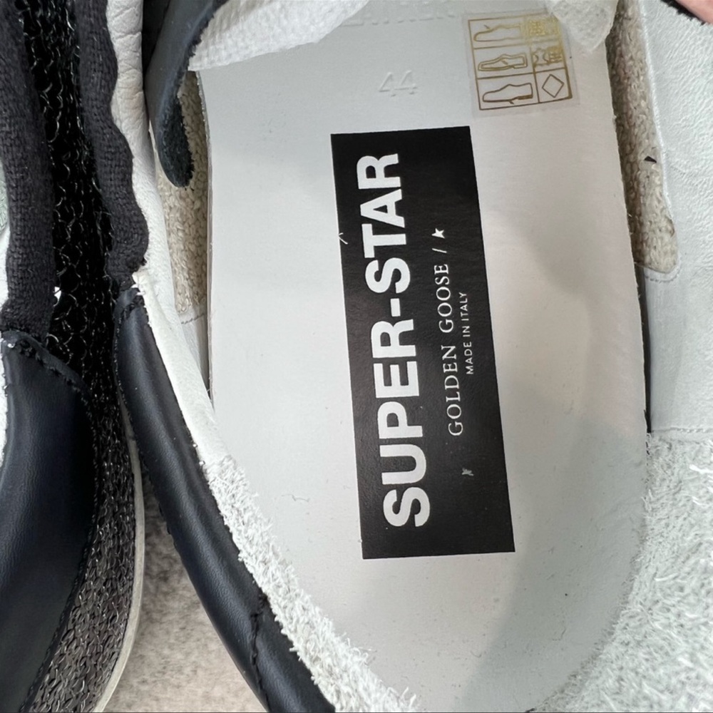 Golden Goose Superstar Sequin Star Leather Heel Black Yellow Fluo Sneakers - Picture 16 of 16